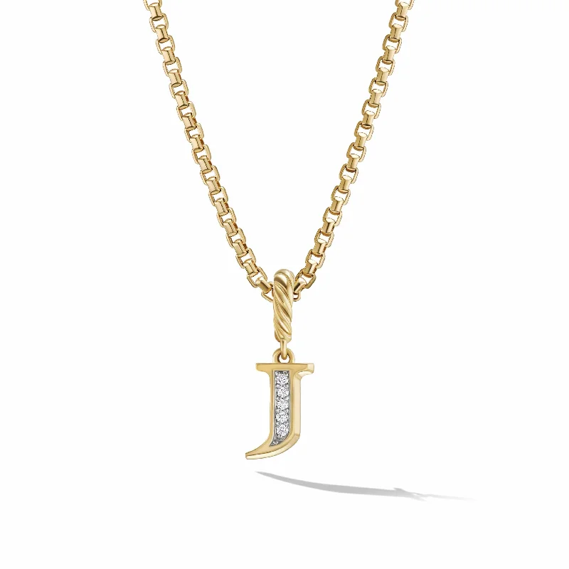 women’s heart-shaped necklaces-Pave Initial Pendant in 18K Yellow Gold with Diamonds