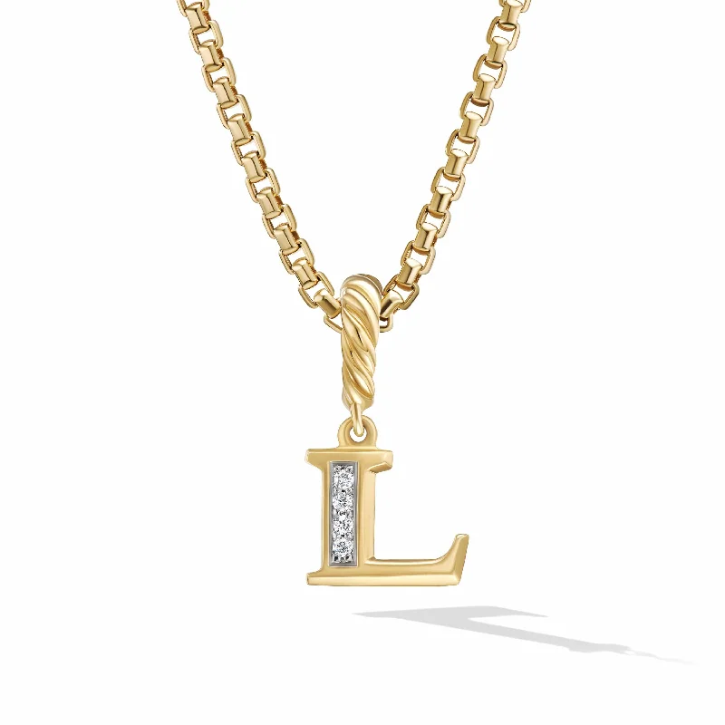 elegant pearl necklaces-Pave Initial Pendant in 18K Yellow Gold with Diamonds