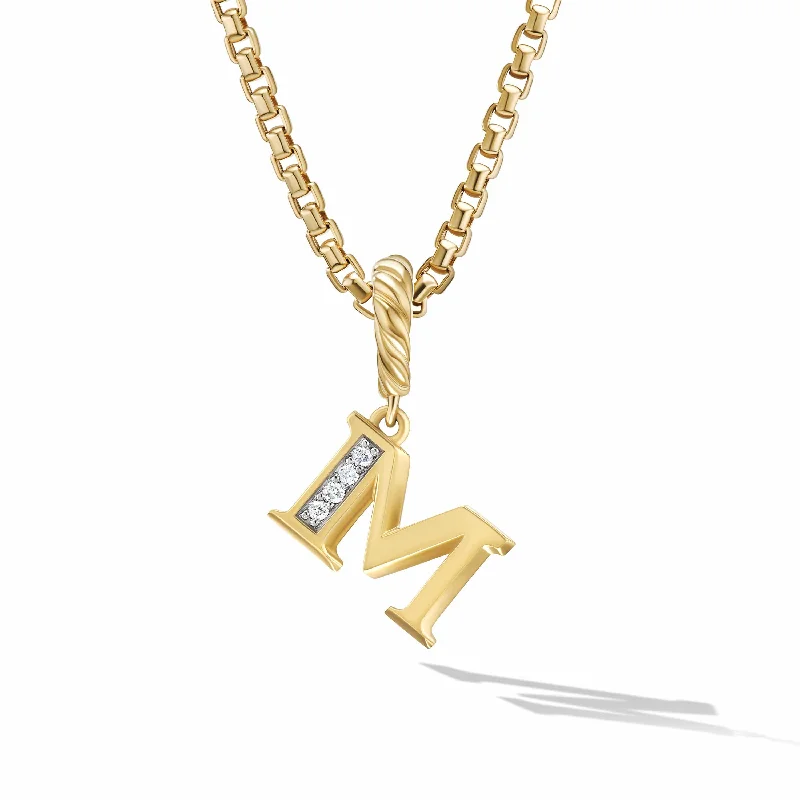 gold lock necklaces-Pave Initial Pendant in 18K Yellow Gold with Diamonds