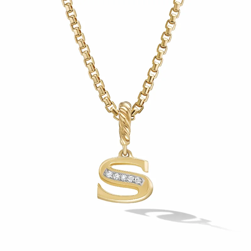 best necklaces for women-Pave Initial Pendant in 18K Yellow Gold with Diamonds