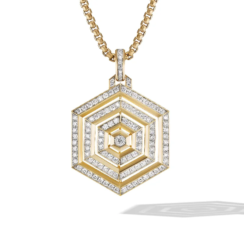 infinity necklaces for women-Carlyle Pendant in 18K Yellow Gold with Full Pave Diamonds