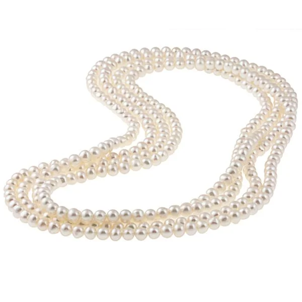 women’s chic necklaces-DaVonna 7-8mm White Freshwater Pearl Endless Necklace