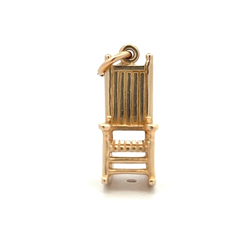 diamond necklaces for women-Estate 14K Yellow Gold Rocking Chair Charm