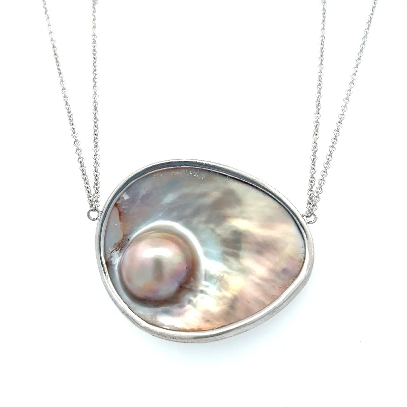 infinity necklaces for women-Estate Sterling Silver Mother of Pearl Double Strand Necklace