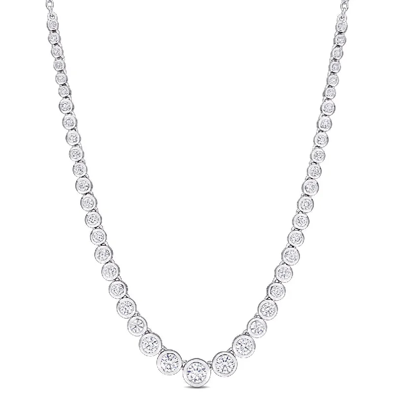 fashion necklaces for women-Eternally Yours 2 3/4ct DEW Dew Created Moissanite Graduated Necklace in Sterling Silver