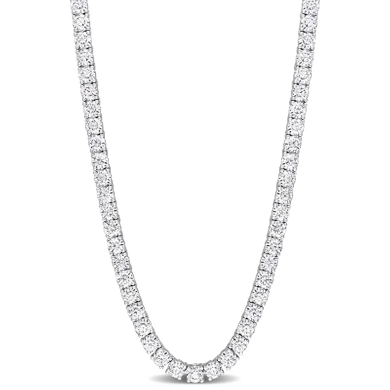 dainty necklaces for women-Eternally Yours 26 1/2ct DEW Created Moissanite Tennis Necklace in Sterling Silver