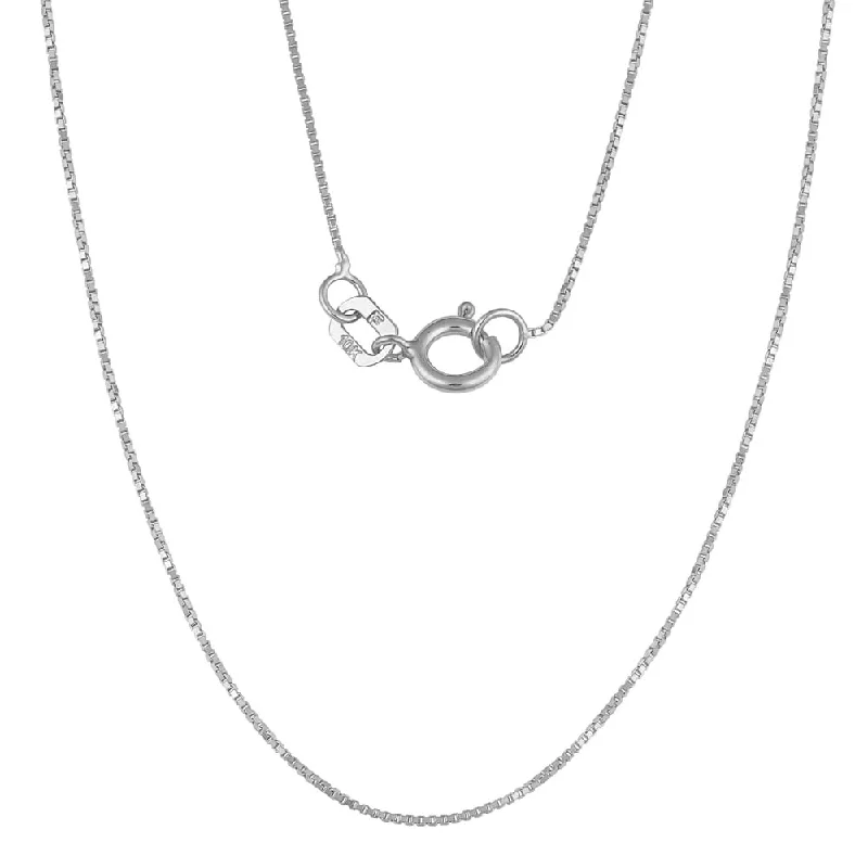 sterling silver pendant necklaces-Fremada 10k White Gold 0.6-mm Box Chain (16"-24")