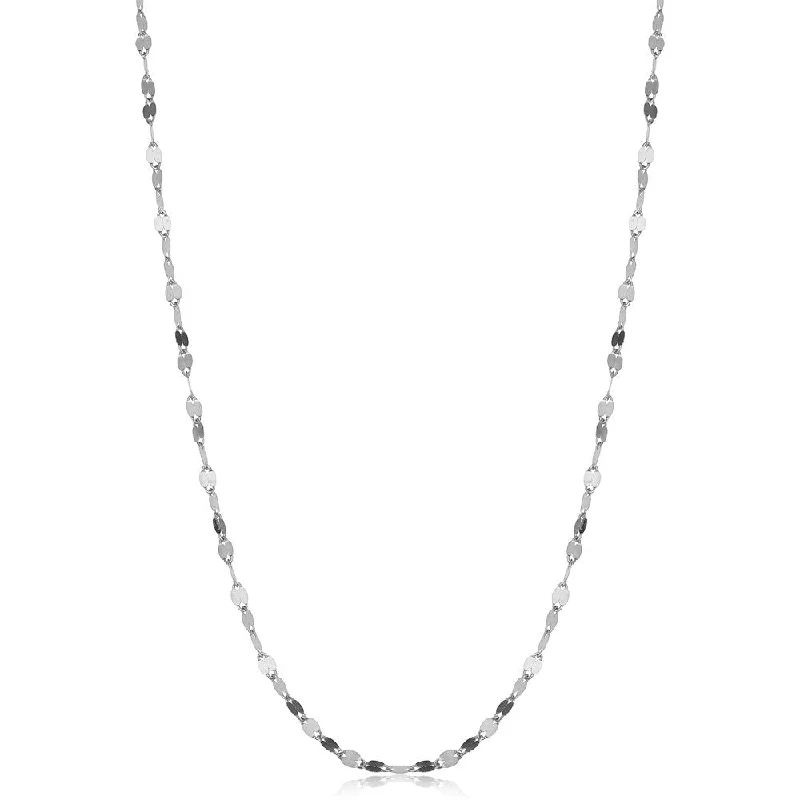 engraved necklaces for couples-Fremada 14k White Gold 1.9-mm Mirror Flat Link Chain (16-24 inches)