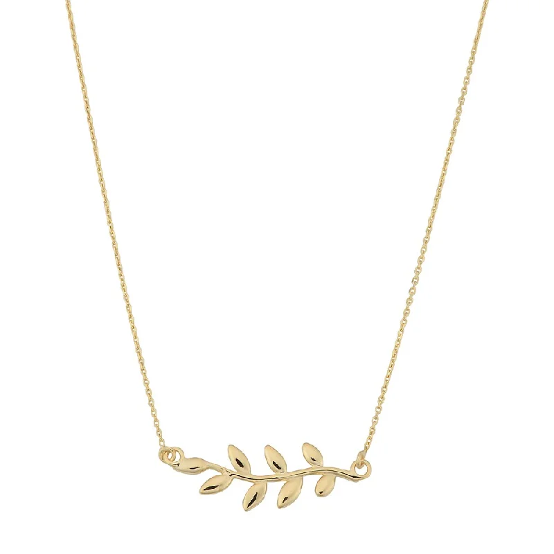 stylish necklaces for men-Fremada Italian 10k Yellow Gold Olive Branch Necklace (18 inches)