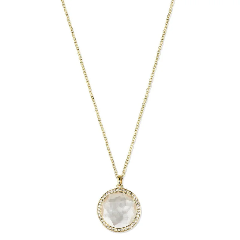 best necklaces for men-Mother of Pearl/Clear Quartz & Diamond Lollipop Medium Pendant