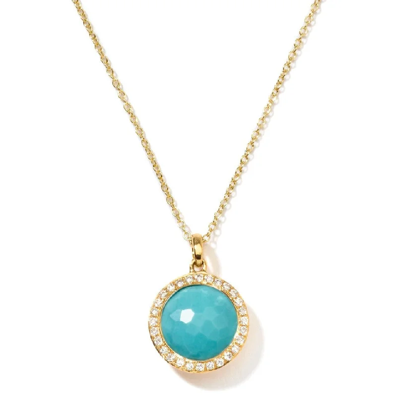 fashion necklaces for women-Lollipop Small Pendant Necklace in Turquoise with Diamonds