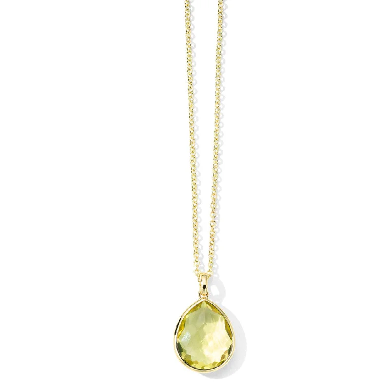 double-layered necklaces-Green Gold Citrine Medium Rock Candy Teardrop Pendant