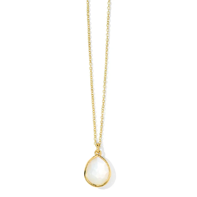 chunky gold necklaces-Mother of Pearl Doublet Mini Rock Candy Teardrop Pendant