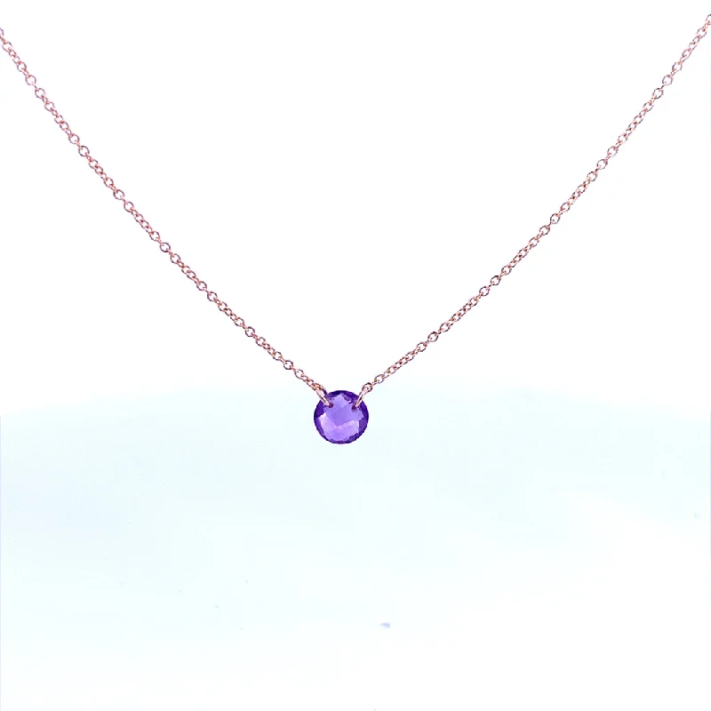 boho style necklaces-Gold Filled Round Amethyst Solitaire Necklace by Dee Berkley