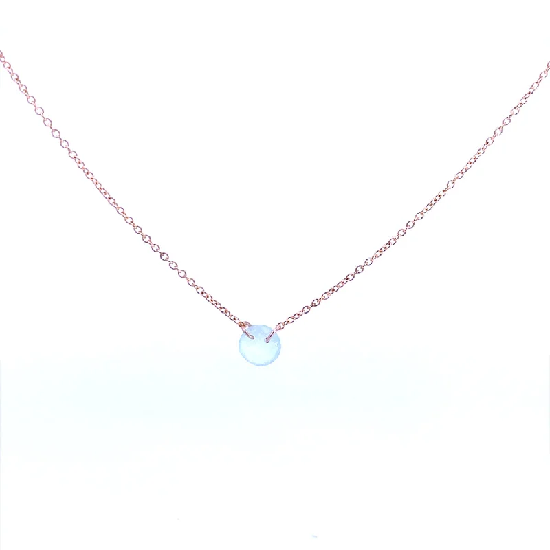 women’s minimalist pendant necklaces-Gold Filled Round Aquamarine Solitaire Necklace by Dee Berkley