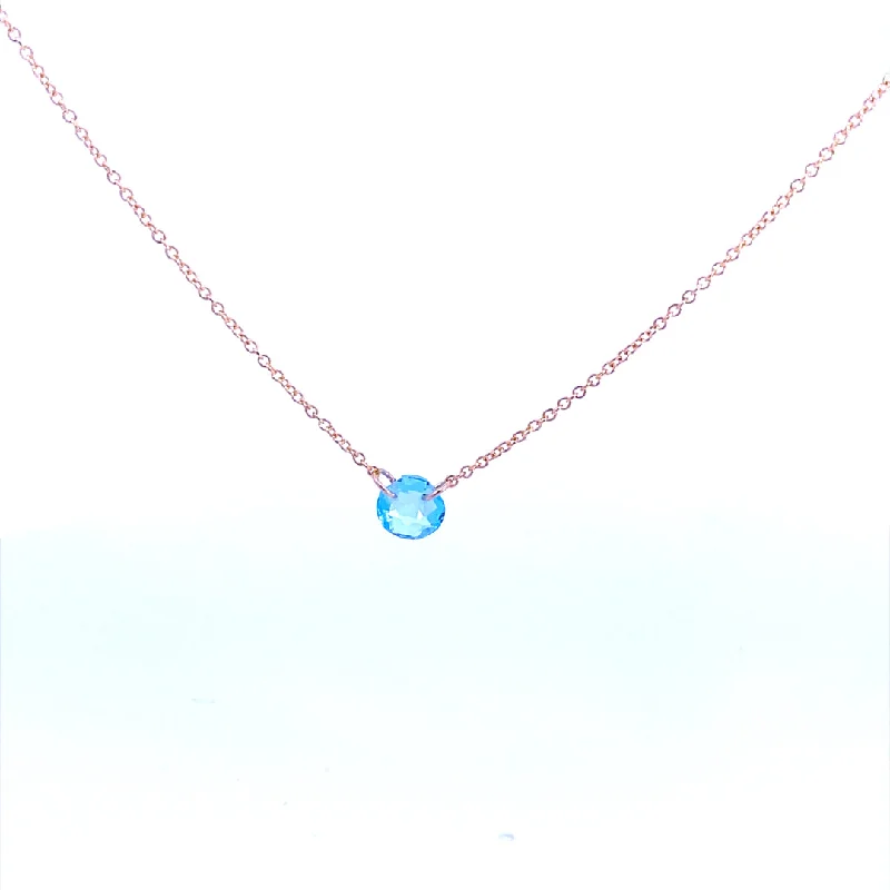 vintage gold necklaces-Gold Filled Round Blue Topaz Solitaire Necklace by Dee Berkley