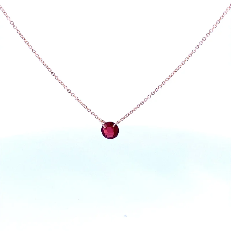 handmade necklaces for women-Gold Filled Round Garnet Solitaire Necklace by Dee Berkley