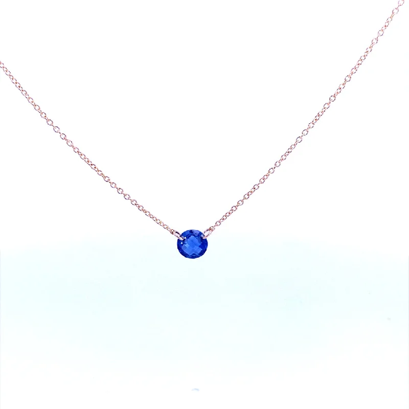 bridal necklaces for women-Gold Filled Round Lab Blue Sapphire Solitaire Necklace by Dee Berkley