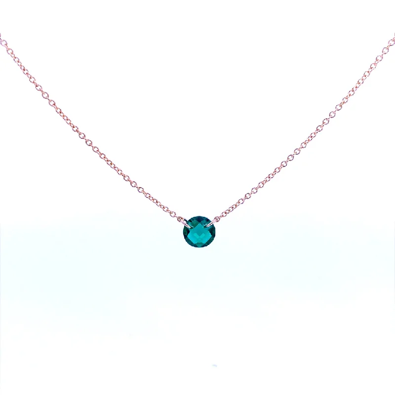 stylish necklaces for men-Gold Filled Round Lab Emerald Solitaire Necklace by Dee Berkley