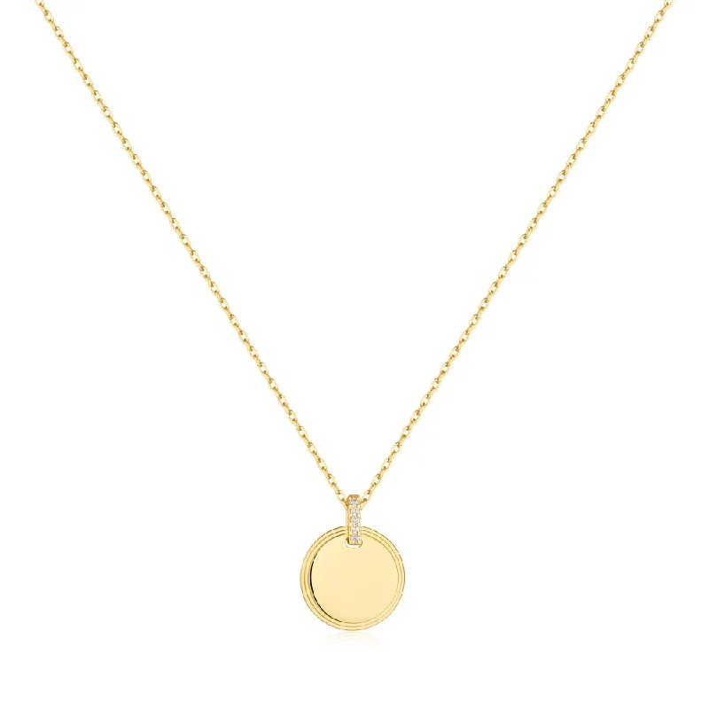 modern necklaces for women-Gold Plated Cubic Zirconia Disc Pendant Necklace by Ania Haie