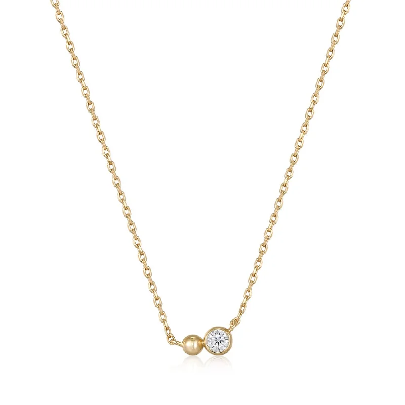 gold necklaces for gifts-Gold Plated Cubic Zirconia Orb Necklace by Ania Haie