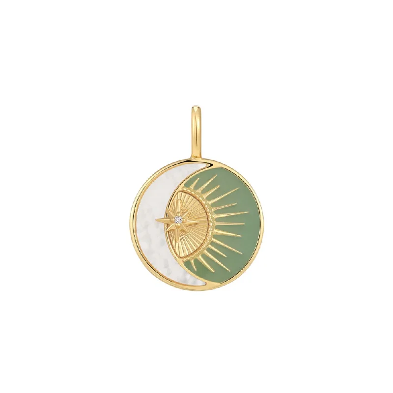 love heart necklaces for women-Gold Plated Mother of Pearl & Enamel Celestial Charm by Ania Haie