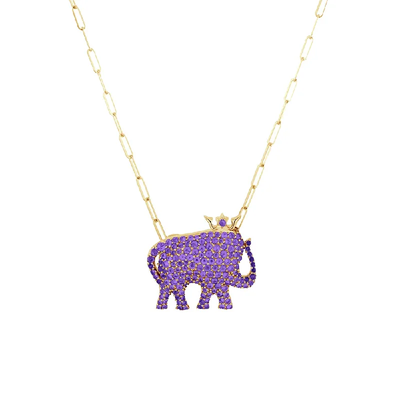 sterling silver pendant necklaces-Amyethyst Elephant Pendant