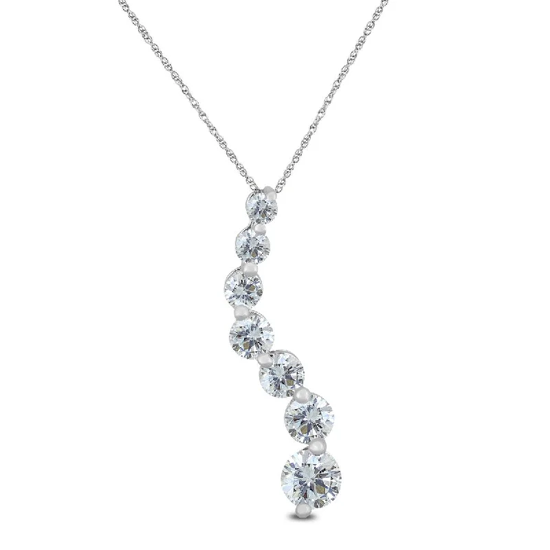 layered gold necklaces-Marquee 1/4 Carat TW Diamond Journey Pendant in 10K White Gold