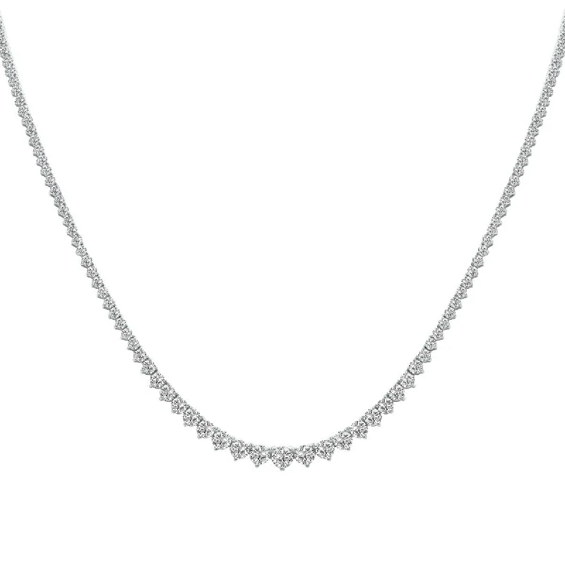 cubic zirconia necklaces-Marquee 7 Carat TW Graduated Lab Grown Diamond Tennis Necklace in 14K White Gold