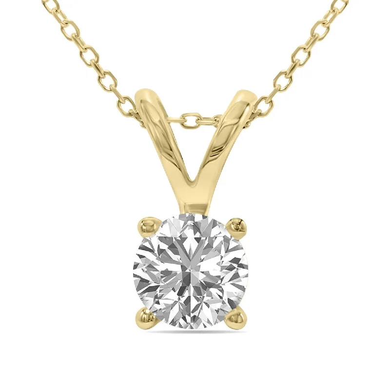 unique necklaces for women-Marquee Lab Grown 3/4 Carat Diamond Solitaire Pendant in 14K Yellow Gold