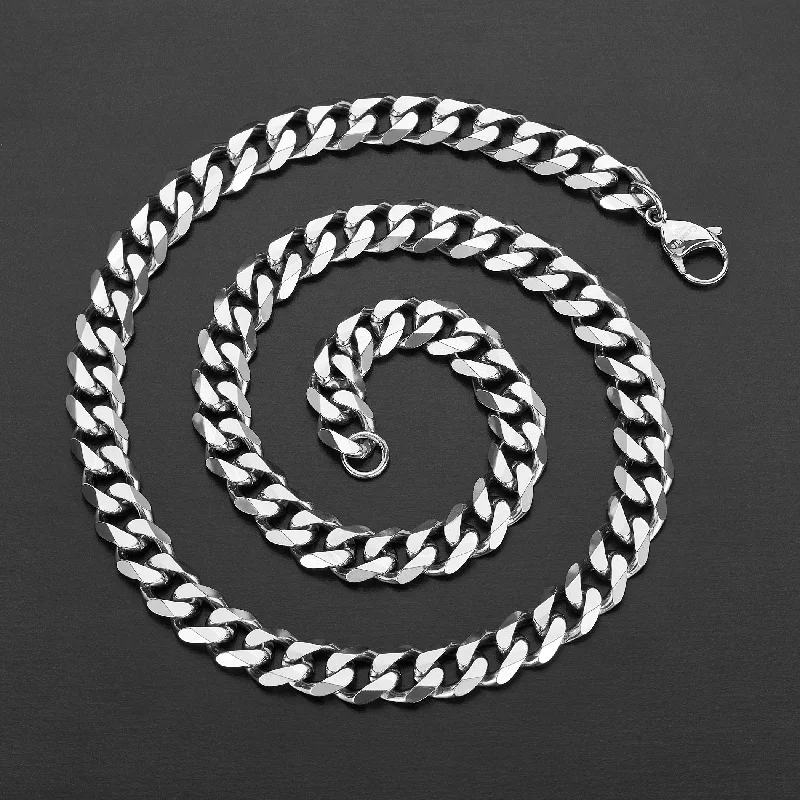 best necklaces for women-Men's Beveled Curb Chain Stainless Steel Necklace (10mm) - 24"