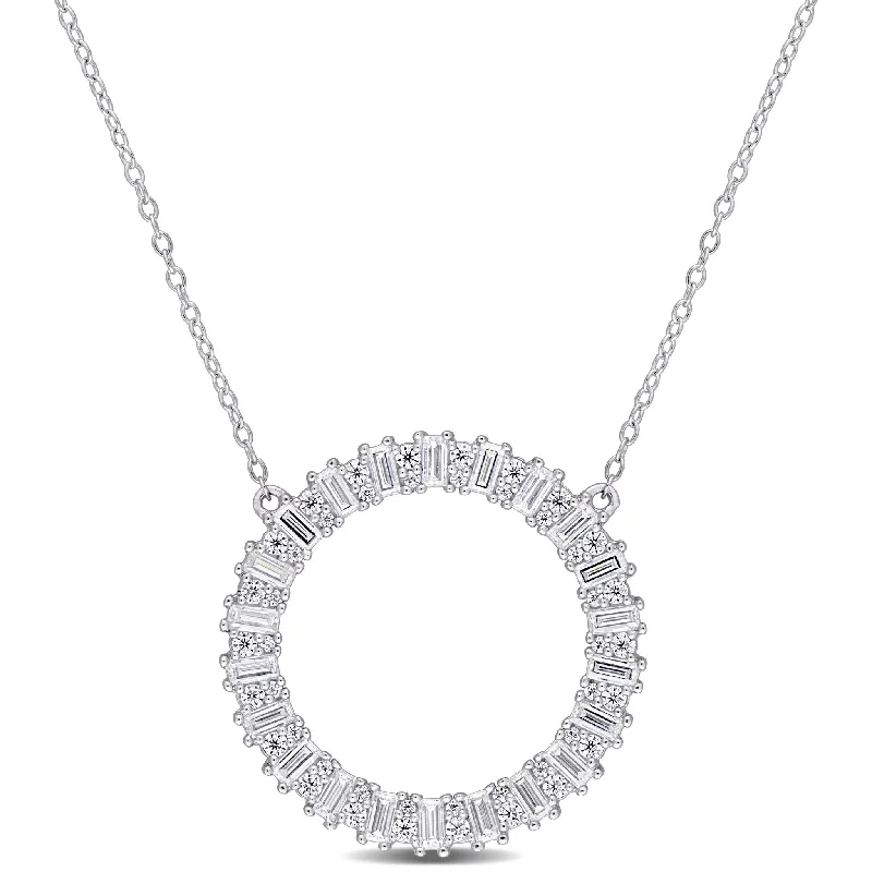 custom pendant necklaces-Miadora 1 5/8ct DEW Created Moissanite Circle Necklace Sterling Silver