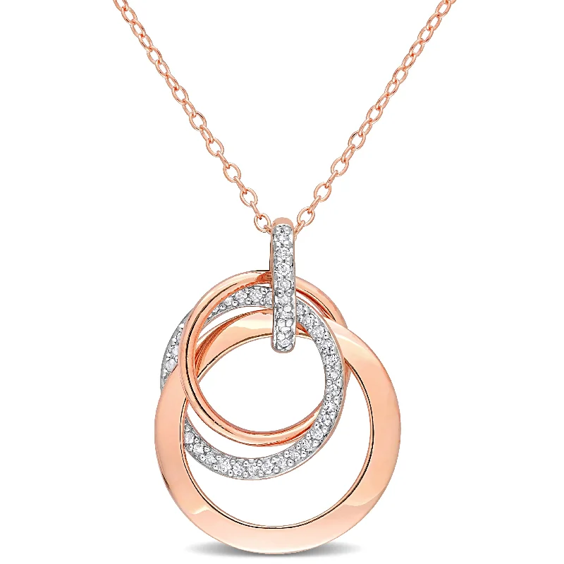 bridal necklaces for women-Miadora 1/5ct TDW Diamond Interlocking Multiple Circle Necklace in Rose Plated Sterling Silver