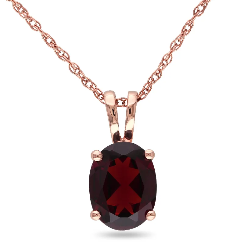 simple gold necklaces-Miadora 10k Rose Gold 1 1/3ct TGW Garnet Solitaire Necklace