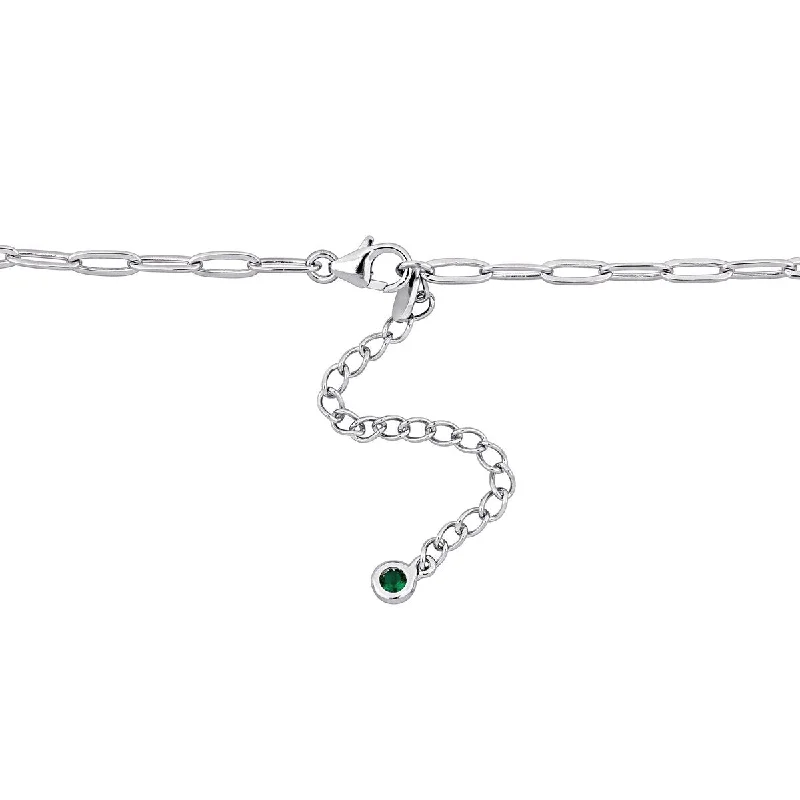 zodiac sign necklaces for women-Miadora 13 1/3ct TGW Created Emerald Classic Tennis Necklace Sterling Silver