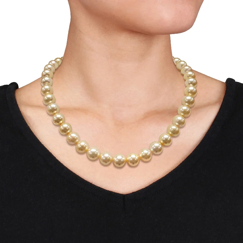 long gold chain necklaces-Miadora 14-16.5mm Golden South Sea Cultured Graduated Necklace in 14k Yellow Gold