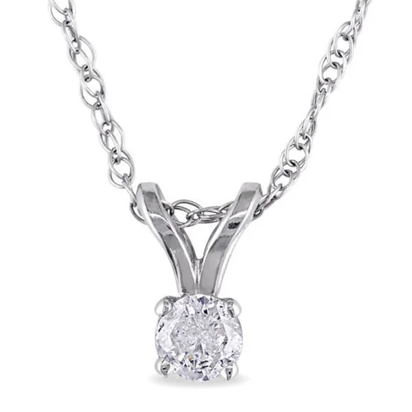 statement necklaces for women-Miadora 14k Gold 1/10ct TDW Diamond Solitaire Necklace (J-K I2-I3)