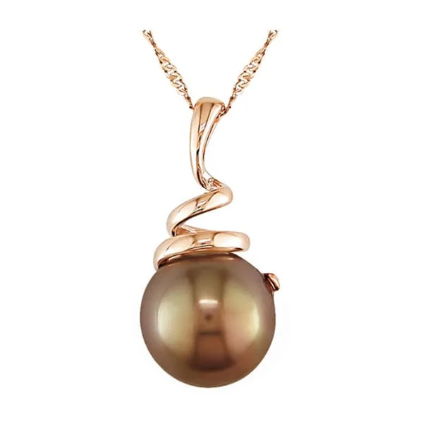 personalized jewelry necklaces-Miadora 14k Pink Gold Brown Cultured Freshwater Pearl Pendant