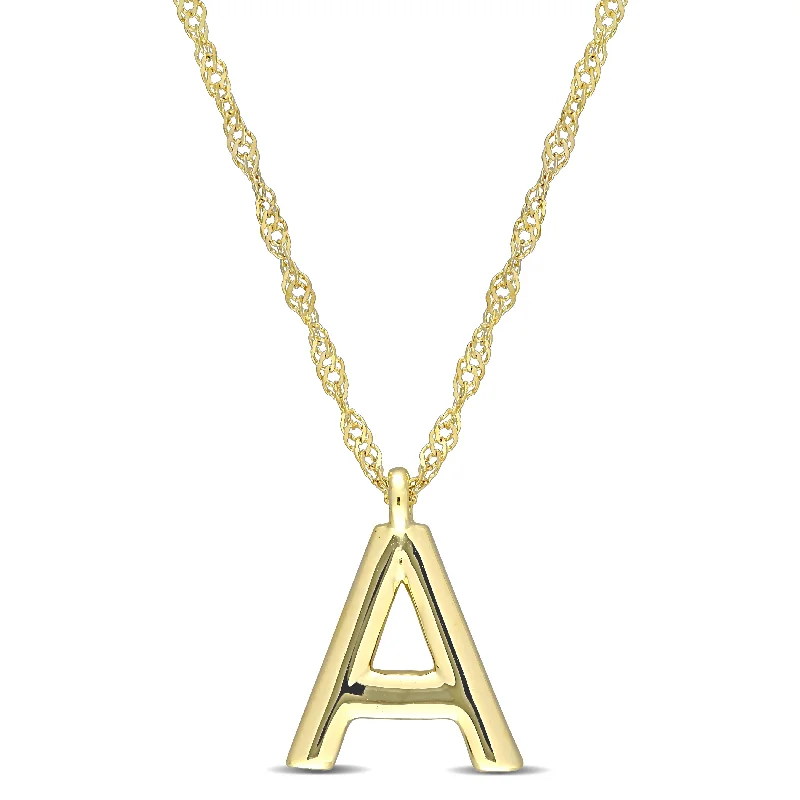 stylish gold necklaces-Miadora 14k Yellow Gold A Initial Necklace - 11.3 mm x 17 inch x 8.4 mm - 11.3 mm x 17 inch x 8.4 mm