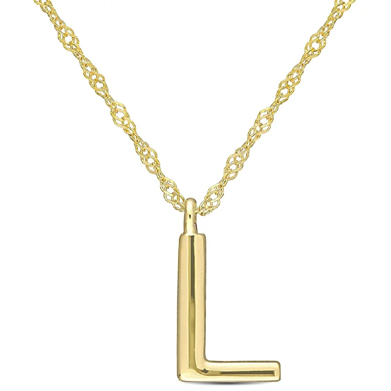 necklace sets for women-Miadora 14k Yellow Gold L Initial Necklace