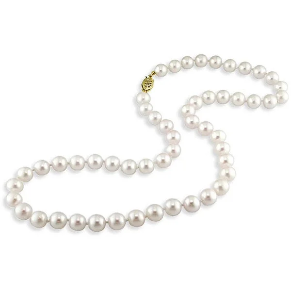 luxury gemstone necklaces-Miadora 14k Yellow Gold White Cultured Freshwater Pearl Necklace (7-7.5 mm)