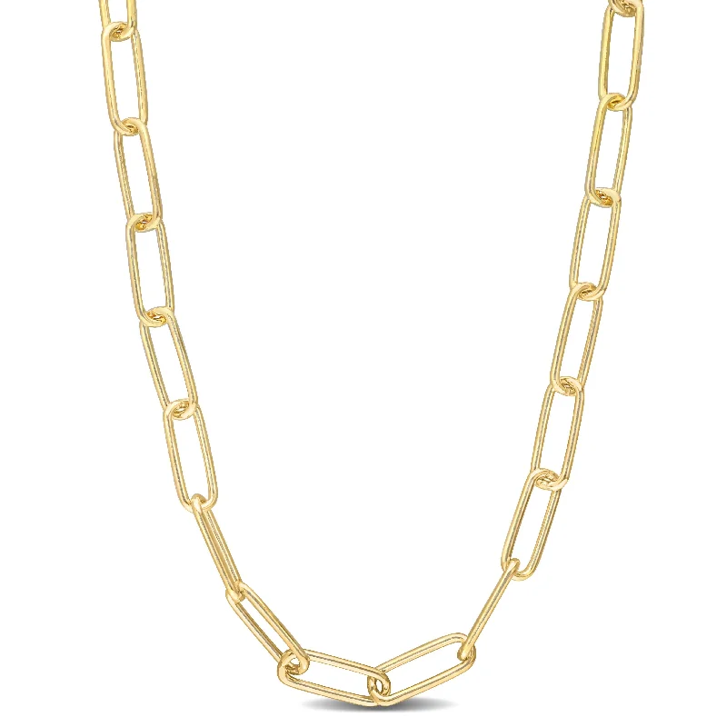 gold necklaces with birthstones-Miadora 18kt Yellow Gold Plated Sterling Silver Paperclip Necklace