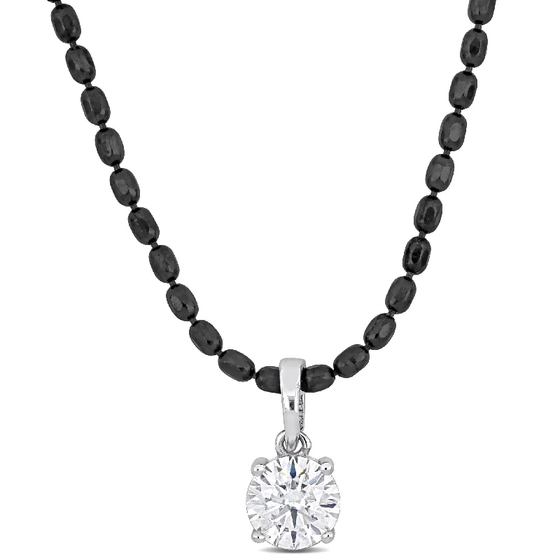 colorful beaded necklaces-Miadora 1ct DEW Created Moissanite Solitaire Necklace Sterling Silver