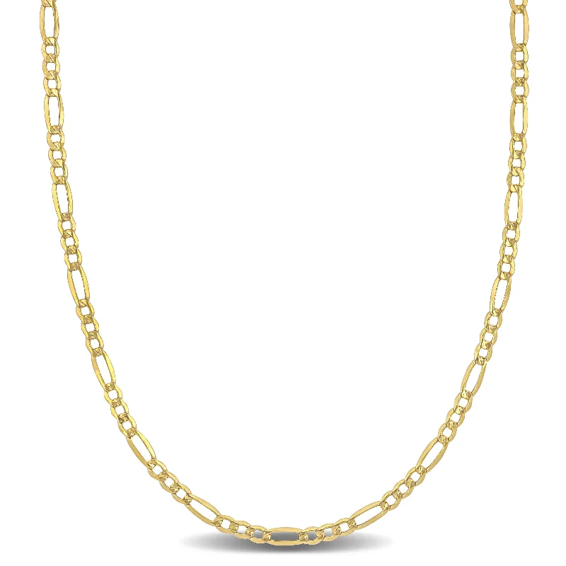 stylish gold necklaces-Miadora 2.5mm Figaro Necklace with Lobster Clasp in 10K Yellow Gold