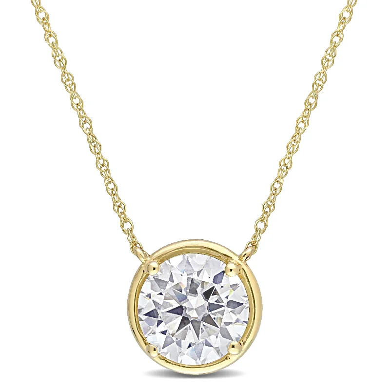 best necklaces for men-Miadora 2ct DEW Moissanite Solitaire Necklace in 10k Yellow Gold