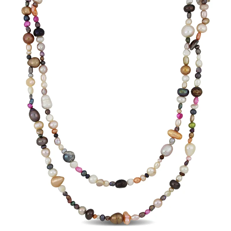 moonstone necklaces-Miadora 3-9.5mm Multi-Color Cultured Freshwater Pearl Endless Necklace - 72 in.