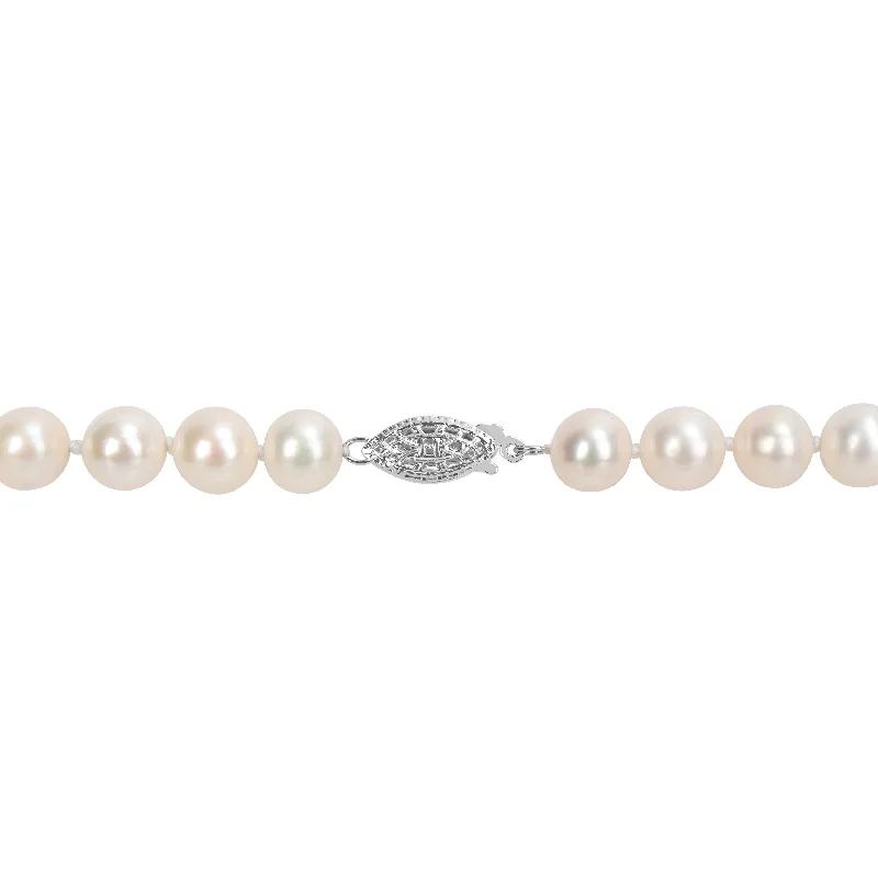 silver heart-shaped necklaces-Miadora 7.5-8mm Cultured Freshwater Pearl Strand Necklace