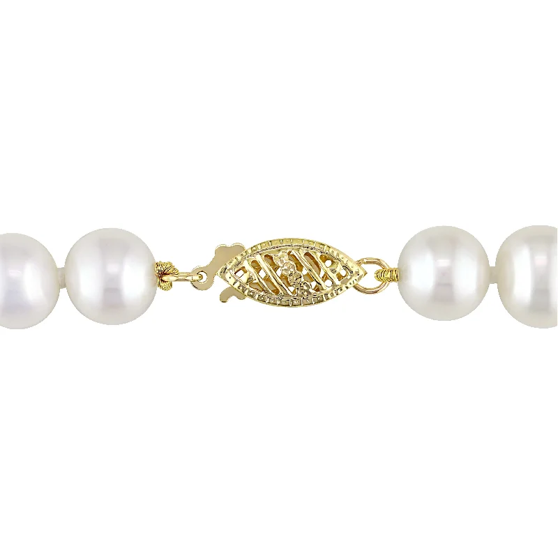 pearl and gold necklaces-Miadora 7-7.5mm Freshwater Cultured Pearl Strand Necklace 14k Yellow Gold Clasp - 18 in