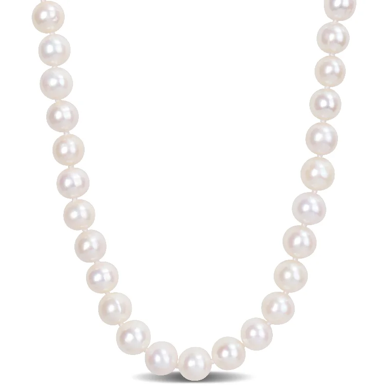 personalized jewelry necklaces-Miadora 9-10mm Cultured Freshwater Pearl Strand with Silvertone Clasp