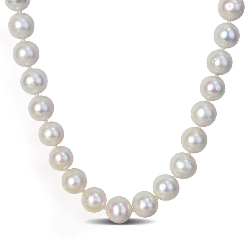 infinity necklaces for women-Miadora 9-9.5mm Off-Round Cultured Freshwater Pearl Men's Necklace in Sterling Silver